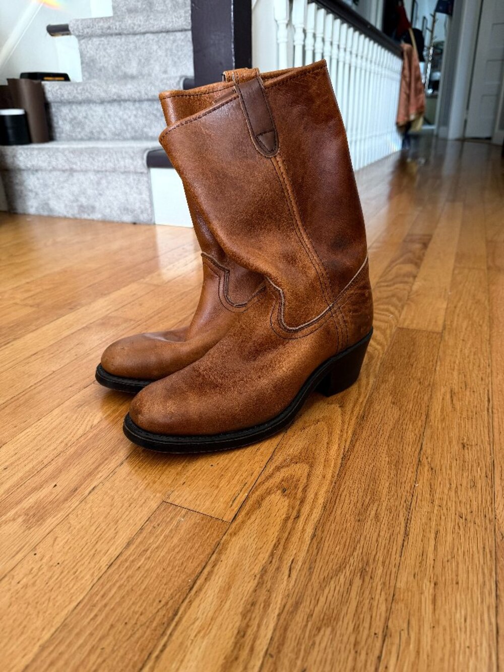 Vintage Tan Frye-like cowboy boots